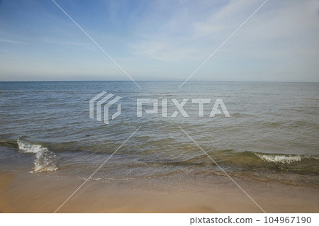 Cape Grenen in Denmark. Confluence of the Baltic and North Seas 104967190