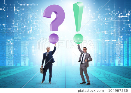 Concept of question and exclamation marks Concept of question and exclamation marks 104967286