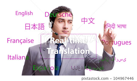 Concept of real time translation from foreign language Concept of real time translation from foreign language 104967446