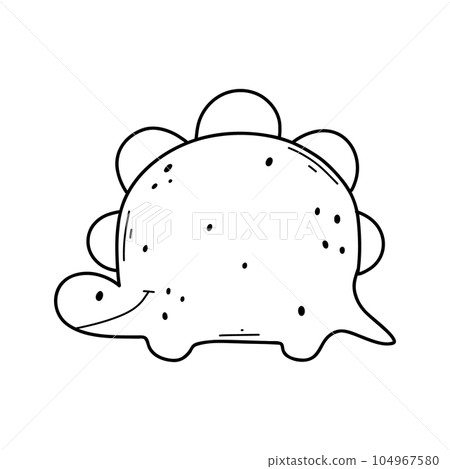 Cute Dinosaur in doodle style. Linear baby dino isolated on white background. Vector illustration. 104967580