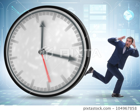Businessman employee in time management concept 104967858