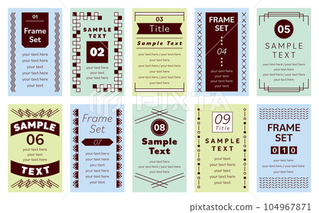 A set of simple and modern vertical title frames, decorative frames, brackets, headings (pastel color / blue) A set of simple and modern vertical title frames, decorative frames, brackets, headings (pastel color / blue) 104967871
