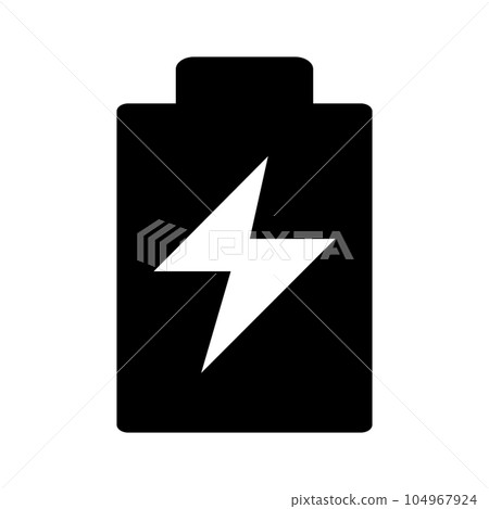 充電電池剪影圖標。電池正在充電。向量。 104967924