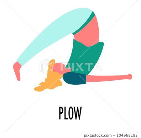 Plow pose, yoga asana, sport or fitness, stretching 104968182