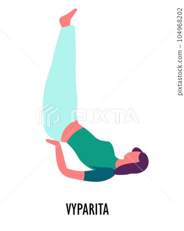Vyparita pose, yoga position or asana, sport and fitness Vyparita pose, yoga position or asana, sport and fitness 104968202