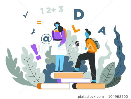 Education and knowledge, school children and books isolated abstract icon Education and knowledge, school children and books isolated abstract icon 104968300
