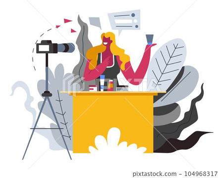 Internet profession or hobby, beauty blogger, girl and cosmetics Internet profession or hobby, beauty blogger, girl and cosmetics 104968317