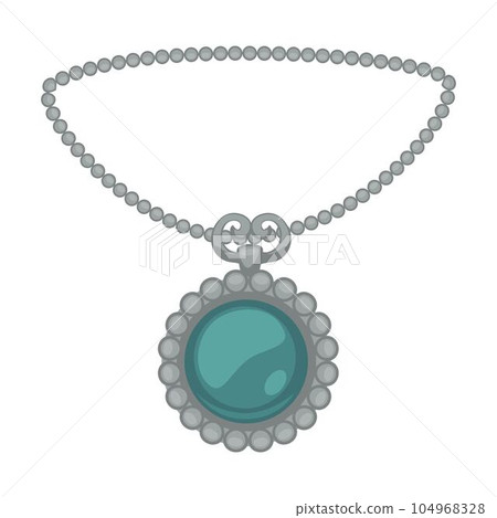 Silver pendant on chain, emerald gemstone, 1900s fashion Silver pendant on chain, emerald gemstone, 1900s fashion 104968328