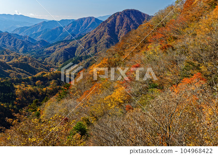 從西丹澤犬越寺附近看到的紅葉山脈 104968422