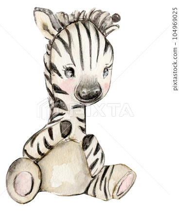 Watercolor hand drawn cute small baby animal. Drawn watercolor illustration isolated on white background. 104969025