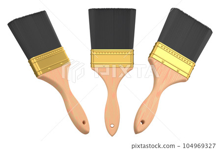 Set of paint bristle brushes for repair work and construction on white. Set of paint bristle brushes for repair work and construction on white. 104969327