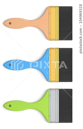 Set of paint bristle brushes for repair work and construction on white. 104969328