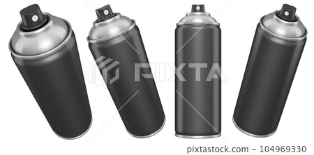 Set of cans of spray paint on white background. Spray bottle and dispenser 104969330