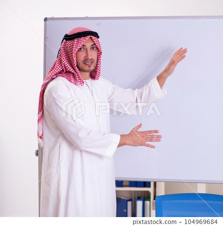 Arab teacher in front of whiteboard Arab teacher in front of whiteboard 104969684