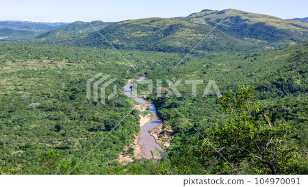 Wildlife Animal River Valley Tropical Landscape. 104970091