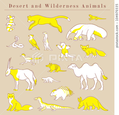Illustration set of desert and wilderness animals 104970335
