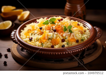 Couscous with greens, selective focus 104970512