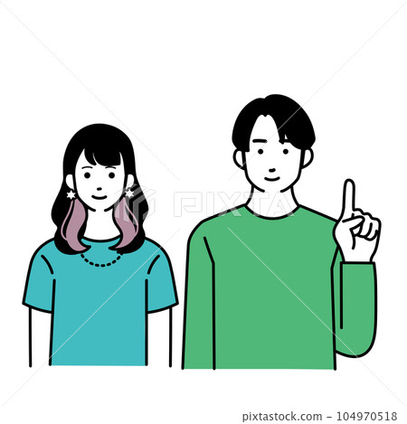 Illustration of a simple young man and woman Illustration of a simple young man and woman 104970518