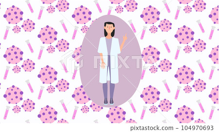 2D vector illustration of female doctor with finger up 104970693