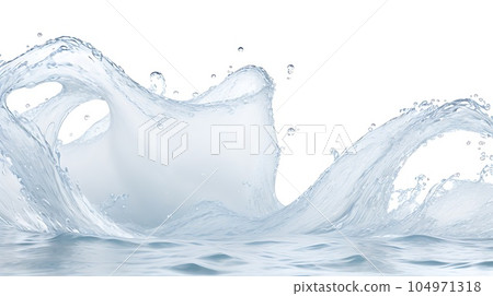 Background image of moving water in waves bubbles on white background 104971318