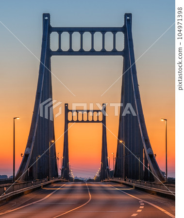 Krefeld Uerdingen Bridge, North Rhine Westphalia, Germany Krefeld Uerdingen Bridge, North Rhine Westphalia, Germany 104971398