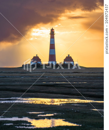 Lighthouse of Westerhever, North Frisia, Germany 104971437