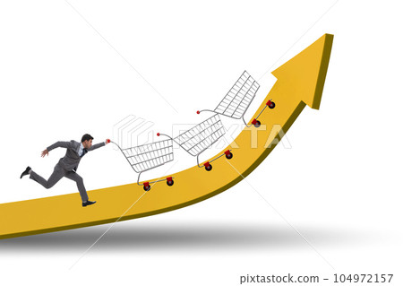 High inflation concept with people and shopping cart 104972157