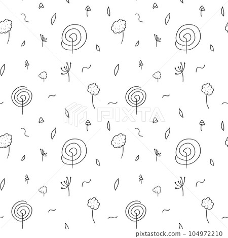 Flowers spiral doodle simple fun seamless pattern Flowers spiral doodle simple fun seamless pattern 104972210