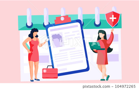 Women communicate with the doctor remotely medical application. Healthcare and technology concept Women communicate with the doctor remotely medical application. Healthcare and technology concept 104972265
