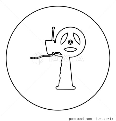 Hand dispenser for adhesive tape icon in circle round black color vector illustration image outline contour line thin style 104972613