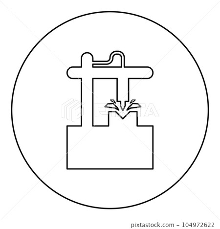 Cnc 3D milling machine technology automated concept icon in circle round black color vector illustration image outline contour line thin style Cnc 3D milling machine technology automated concept icon in circle round black color vector illustration image outline contour line thin style 104972622