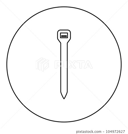 Cable tie zip building material icon in circle round black color vector illustration image outline contour line thin style Cable tie zip building material icon in circle round black color vector illustration image outline contour line thin style 104972627