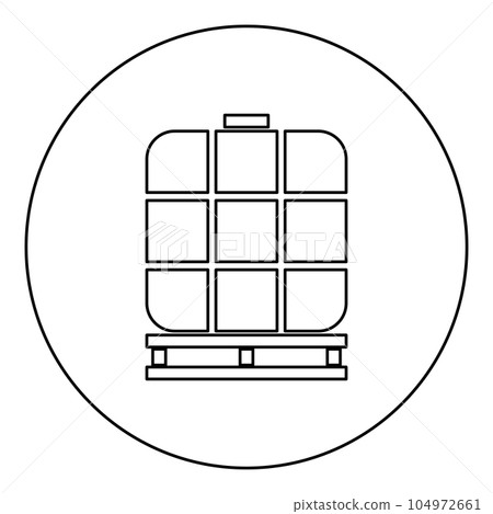 IBC intermediate bulk container tank for liquids fluid water storage reservoir icon in circle round black color vector illustration image outline contour line thin style IBC intermediate bulk container tank for liquids fluid water storage reservoir icon in circle round black color vector illustration image outline contour line thin style 104972661