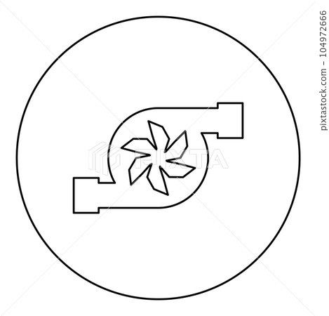 Turbine car mobile concept automobile turbo charger repair service turbocharger icon in circle round black color vector illustration image outline contour line thin style 104972666
