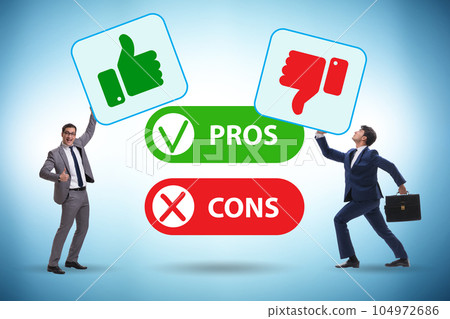 Concept of choosing pros and cons Concept of choosing pros and cons 104972686