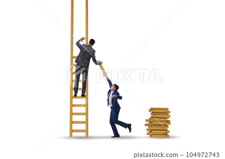 Teamwork concept with colleagues helping each other Teamwork concept with colleagues helping each other 104972743