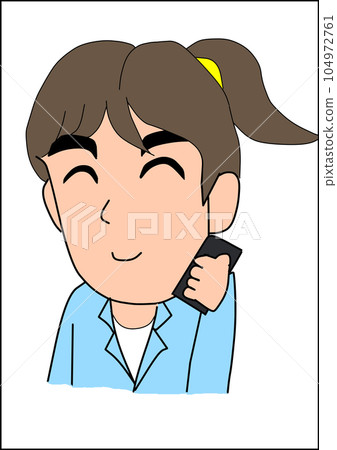 辦公室工作人員在智能手機上交談 女性接聽 104972761