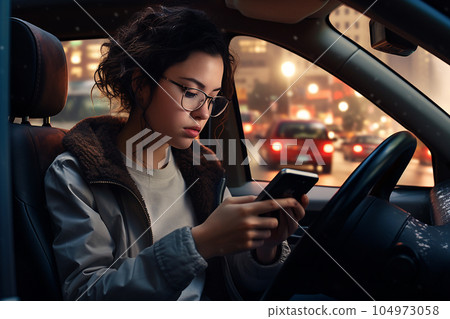 Dangerous driving while chatting online. 104973058