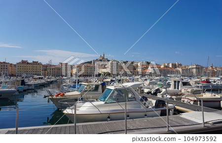 Old Port in Marseille. Marseille is the second largest city of France. 104973592