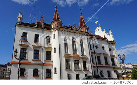 Town hall. A historic building with neo-gothic and neo-renaissance style features, located on the Market Square. Town hall. A historic building with neo-gothic and neo-renaissance style features, located on the Market Square. 104973703