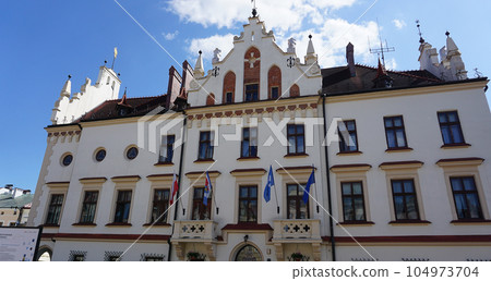 Town hall. A historic building with neo-gothic and neo-renaissance style features, located on the Market Square. Town hall. A historic building with neo-gothic and neo-renaissance style features, located on the Market Square. 104973704