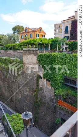 Sorrento famous way to the sea inside the rock summer view, Italy. Amalfi coast 104973715