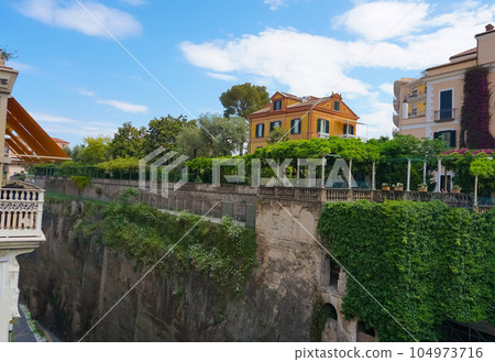 Sorrento famous way to the sea inside the rock summer view, Italy. Amalfi coast 104973716