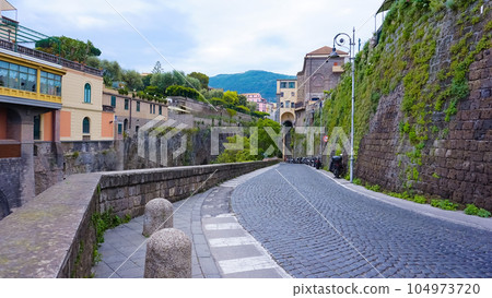 Sorrento famous way to the sea inside the rock summer view, Italy. Amalfi coast 104973720