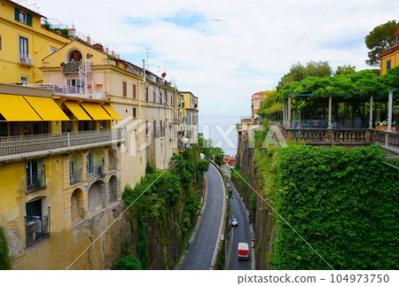 Sorrento famous way to the sea inside the rock summer view, Italy. Amalfi coast 104973750