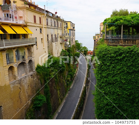 Sorrento famous way to the sea inside the rock summer view, Italy. Amalfi coast 104973755