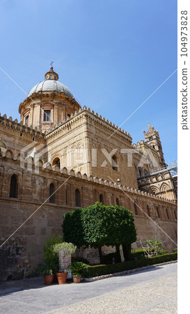 Palermo Cathedral in Palermo, Italy in a beautiful summer day 104973828