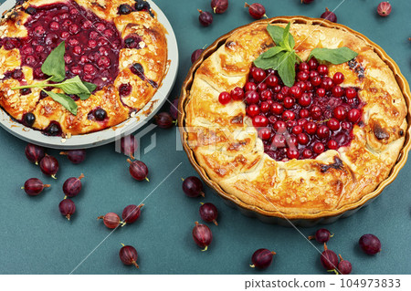 Homemade berry pie. 104973833