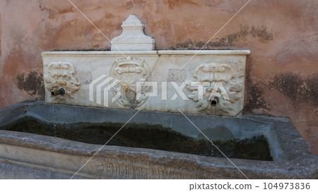 Cathedral Santa Maria Nuova of Monreale near Palermo in Sicily Italy. Cathedral Santa Maria Nuova of Monreale near Palermo in Sicily Italy. 104973836