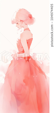 A woman wearing a dress and looking sideways "AI-generated image" 104974405